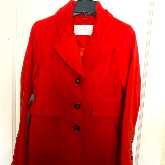 🛑 Jessica Simpson Burnt Orange Peacoat - Size S - Picture 1 of 7